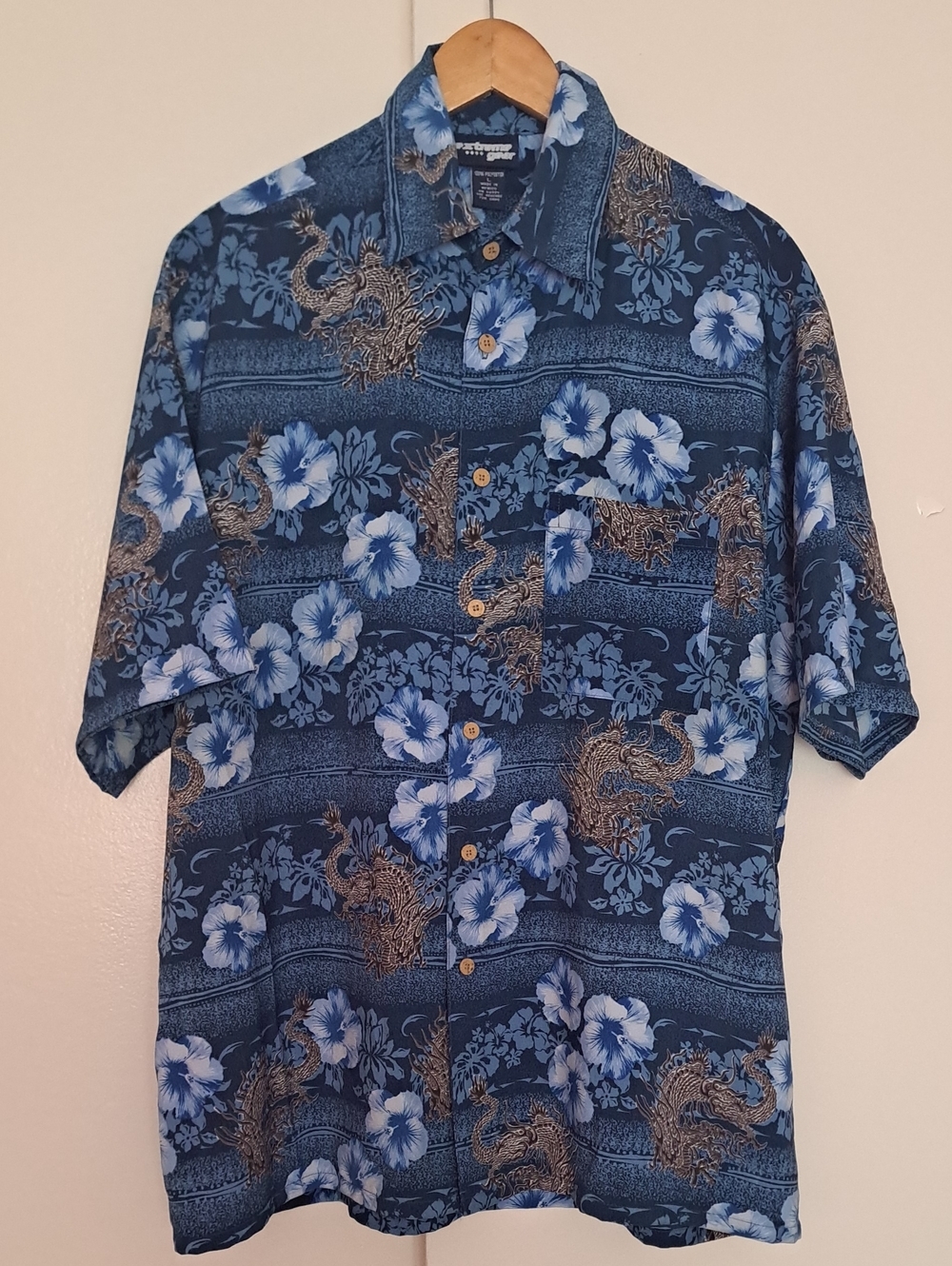 Extreme gear Vintage Men's Blue Floral Short-Sleeve Button-Up Shirt